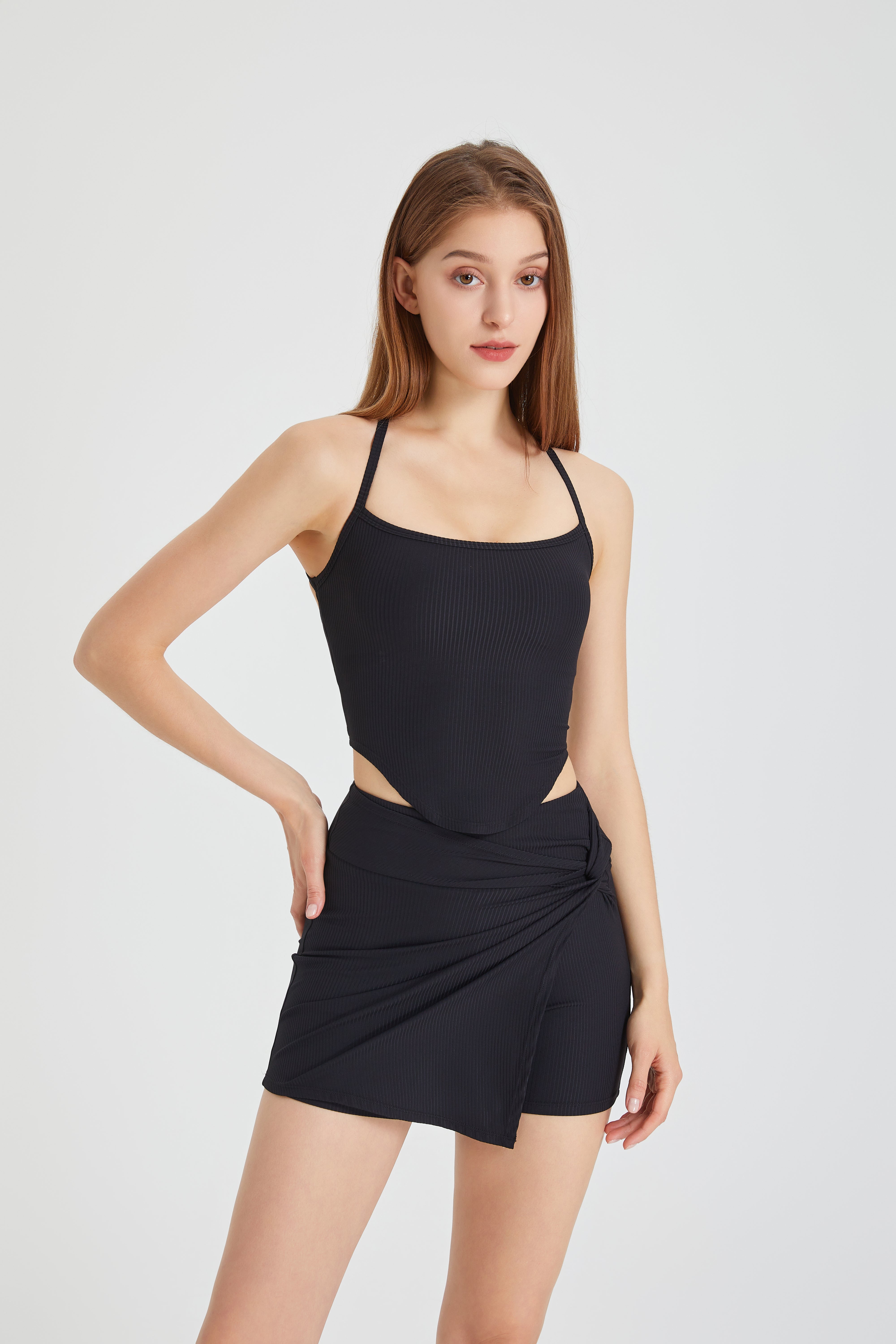 「Bloom Motion」Ribbed Asym Knot Skort